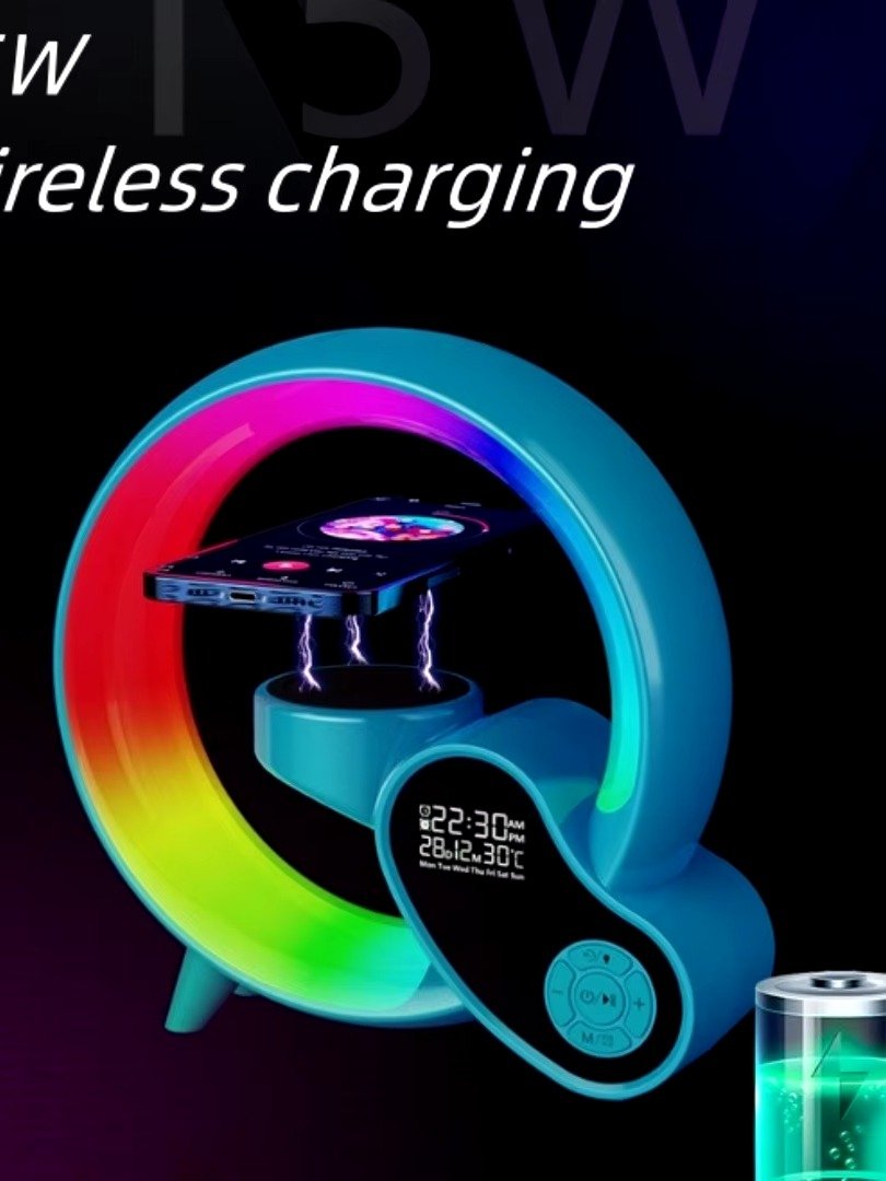 11:11 Upgraded Bluetooth call music playback speaker clock alarm calendar thermometer wireless charging night light product image (4)