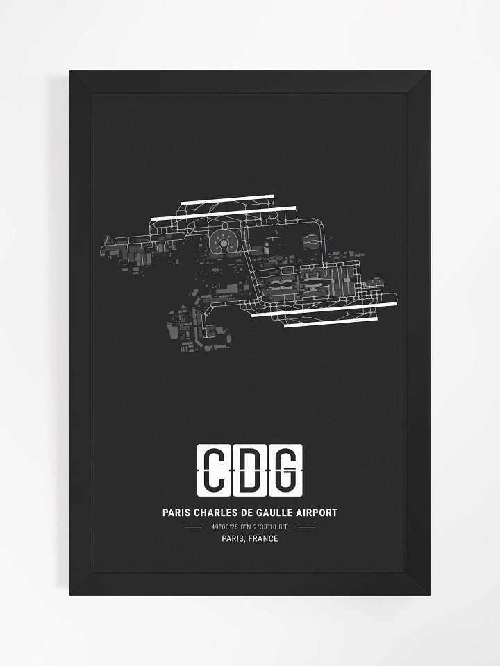 Framed Airport CDG Premium Map On Matt Paper product image (1)