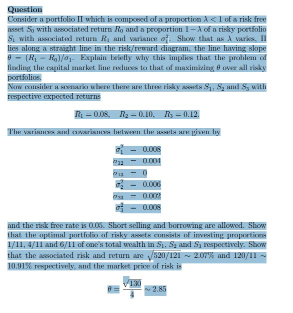 TD - Risk free and risky assets and the market price of risk-Quiz & sol product image (1)