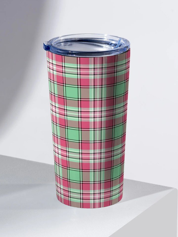 Mint Green and Pink Plaid Travel Tumbler product image (1)