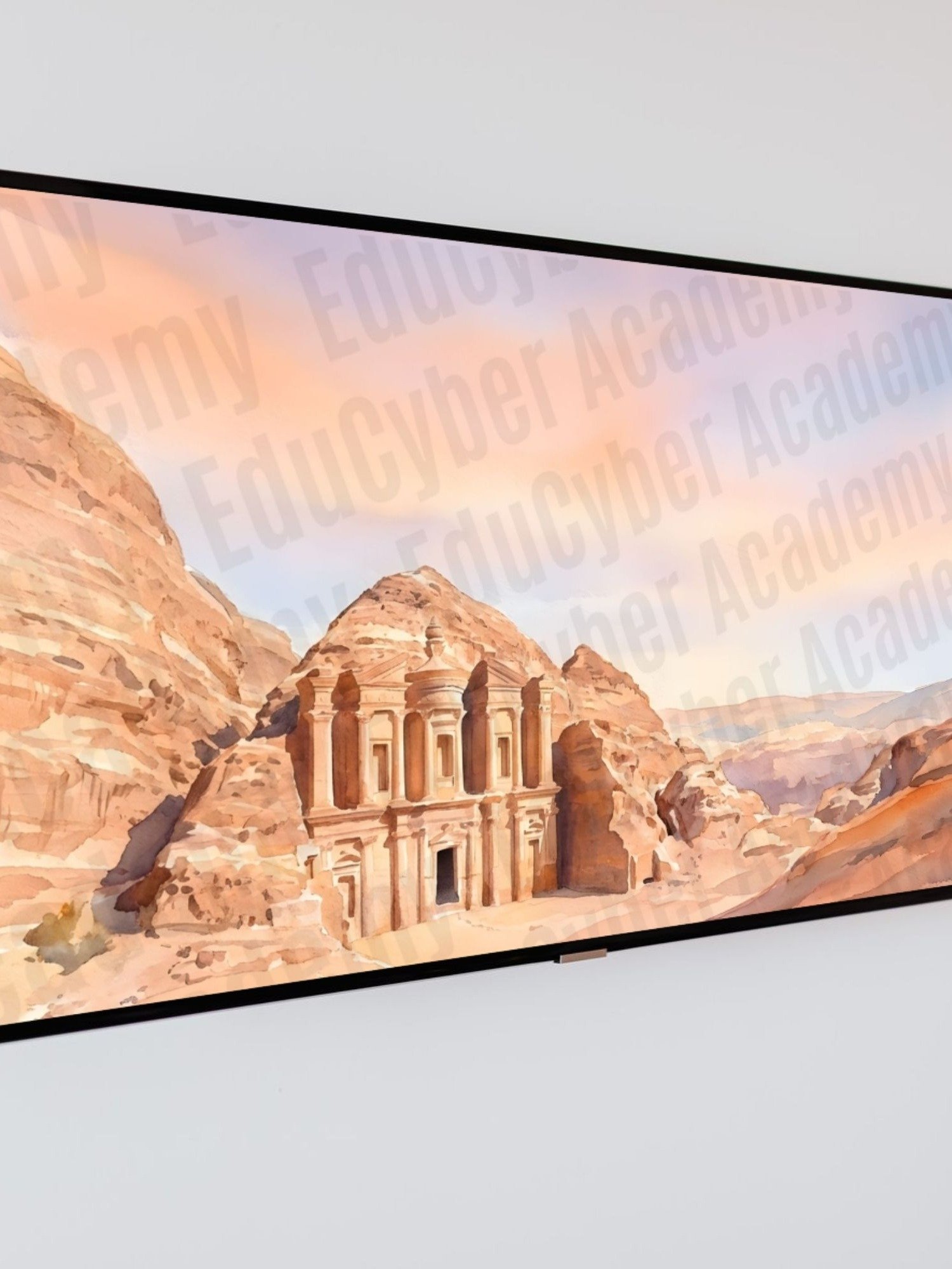 Seven Wonders of the World The Petra in Jordan Pastel Frame TV Art and Desktop Laptop Background Wallpaper Watercolor Image 4K Resolution 300 dpi product image (8)