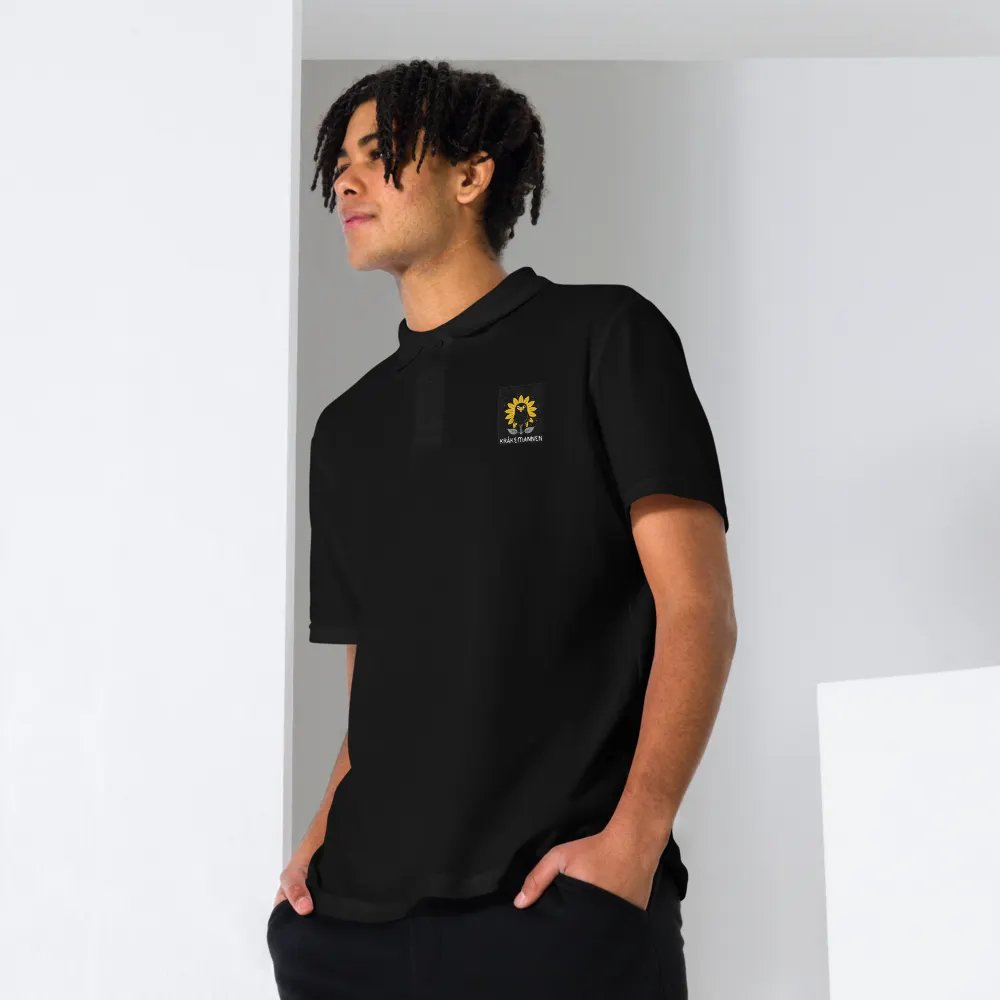 Unisex Pique Polo Shirt 🌻Exclusive Embroidery sunflower with a cute black bird in front product image (8)