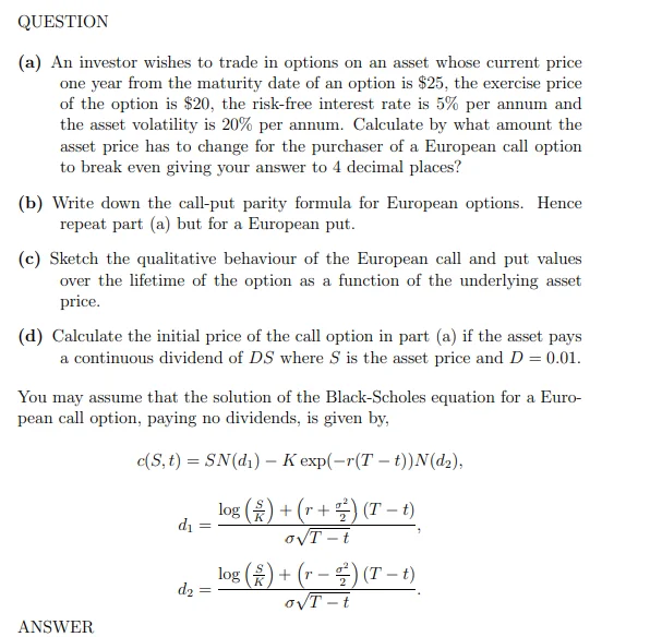 TD - Assets prices and European call options product image (1)
