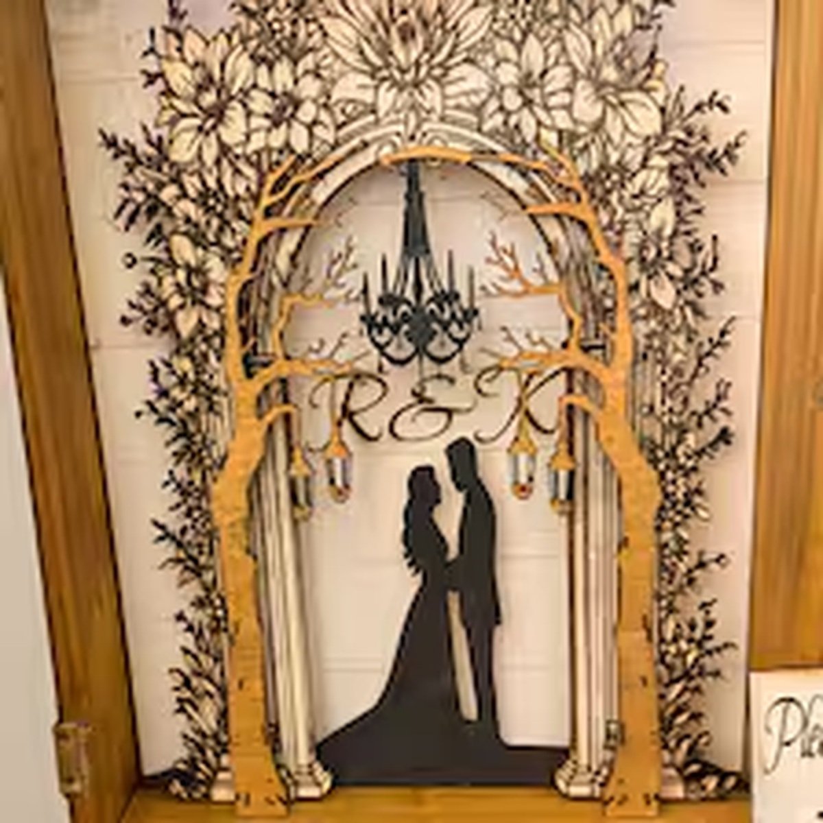 Personalized Wedding Guest Book Alternative, Unique Wooden Guestbook with Lights, Custom Keepsake product image (9)