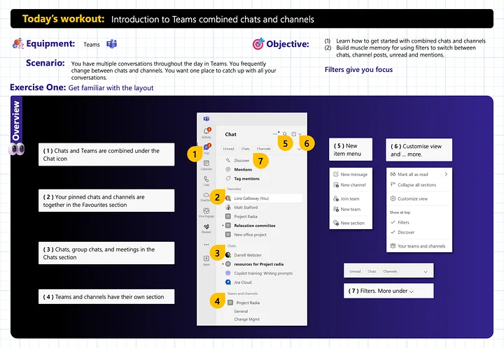 How to use Teams combined chats and channels - Workout Card product image (1)