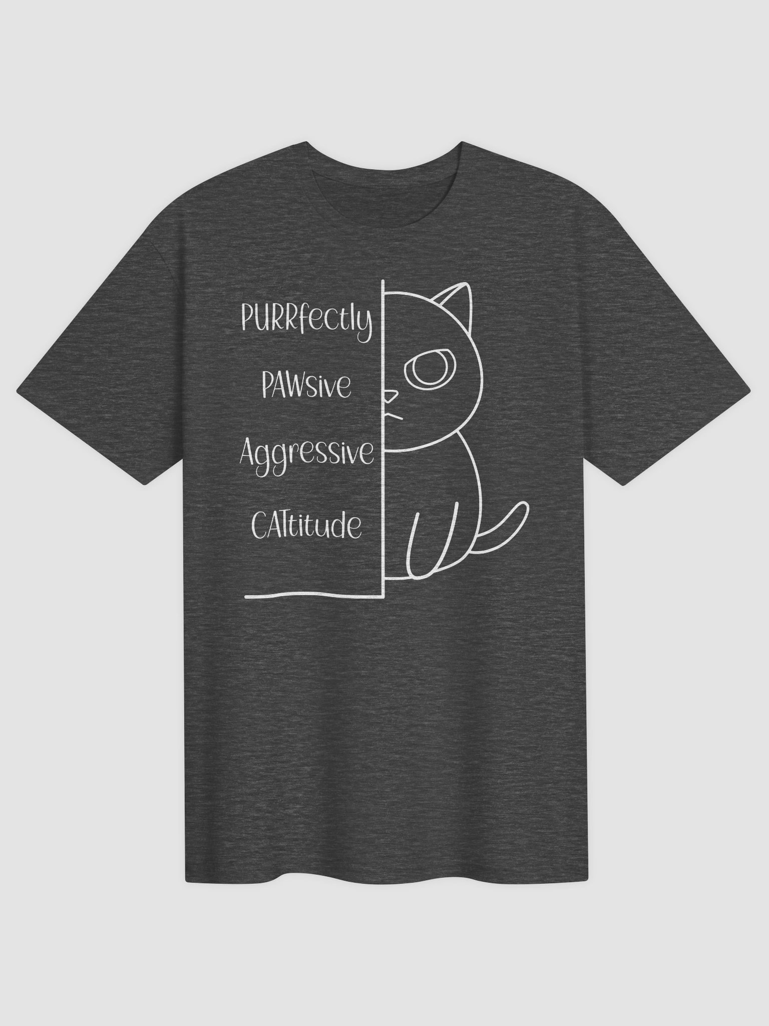 Passive Aggressive Cattitude (White Print) - Unisex Adult Super Soft Lightweight T-shirt product image (1)