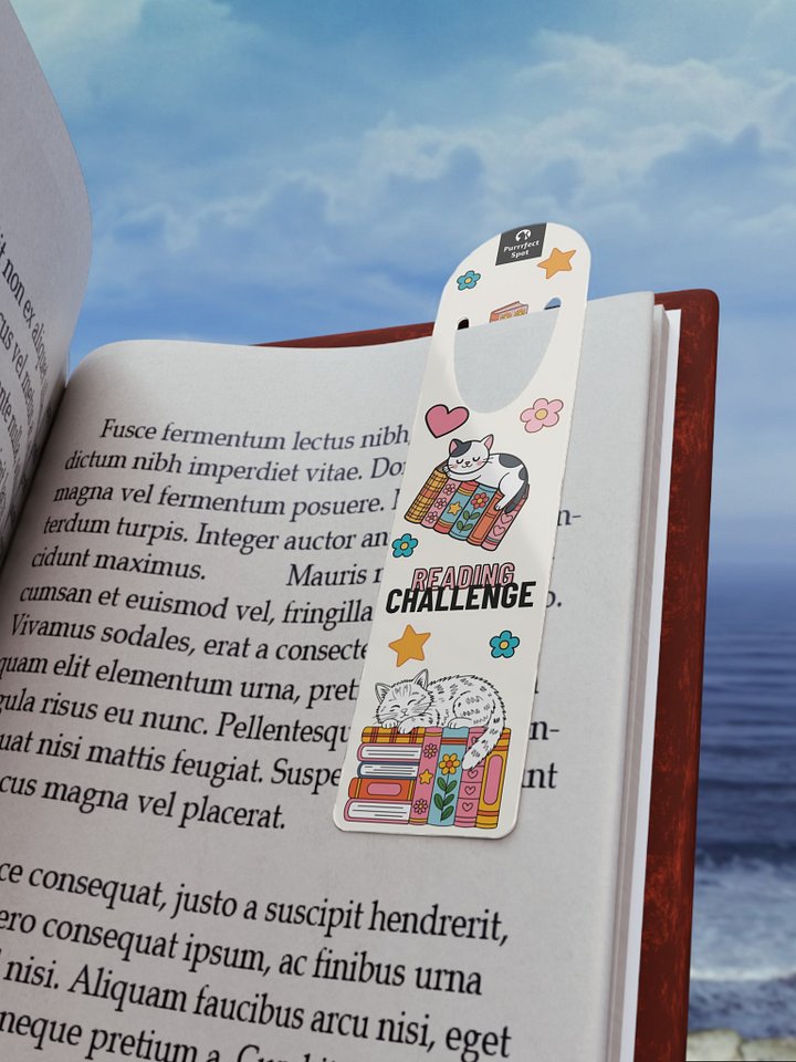 “Reading Challenge” White Cats Metal Bookmark product image (1)
