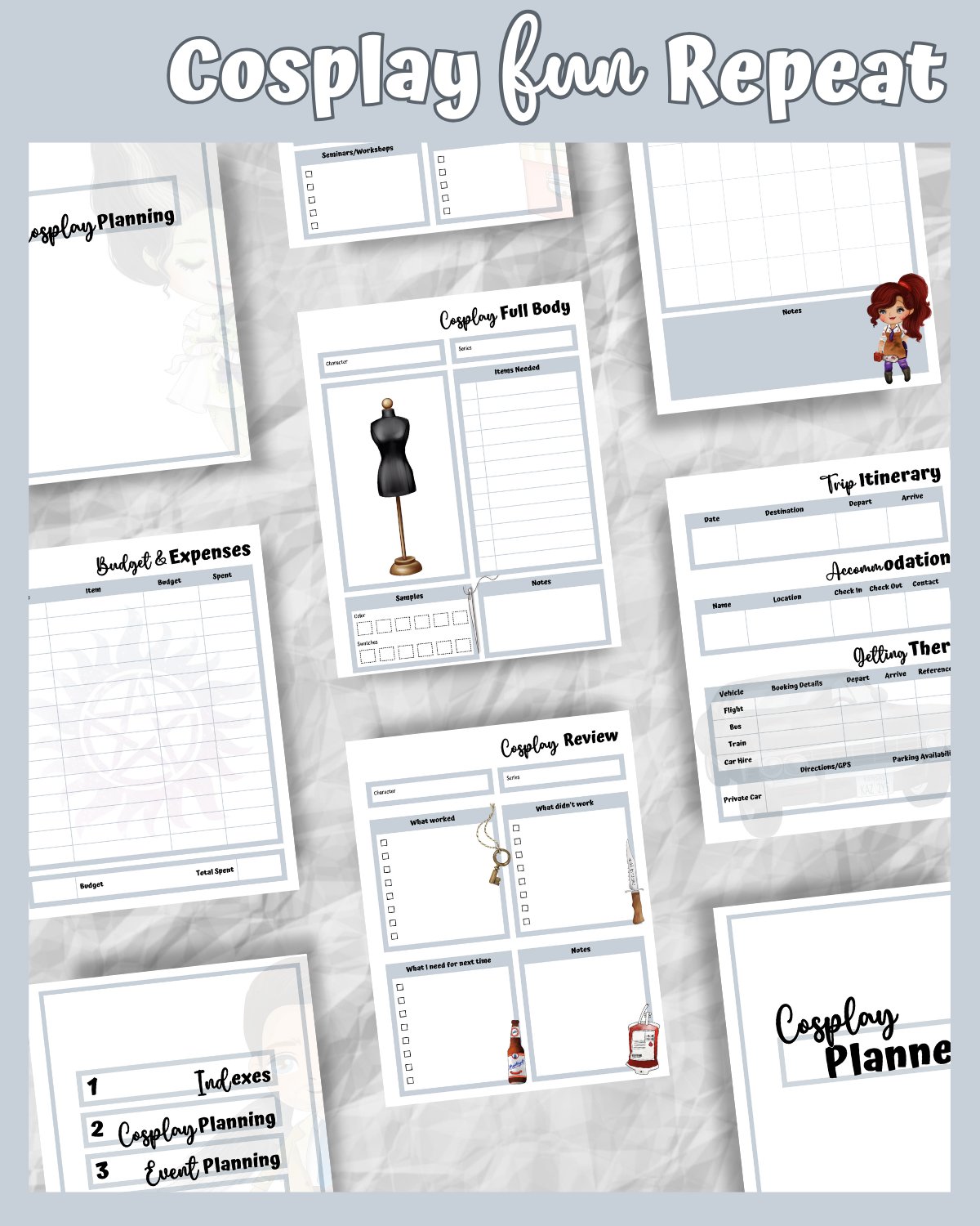 Monster Hunter Cosplay Planner – Grey Edition | 54-Page Printable PDF product image (6)