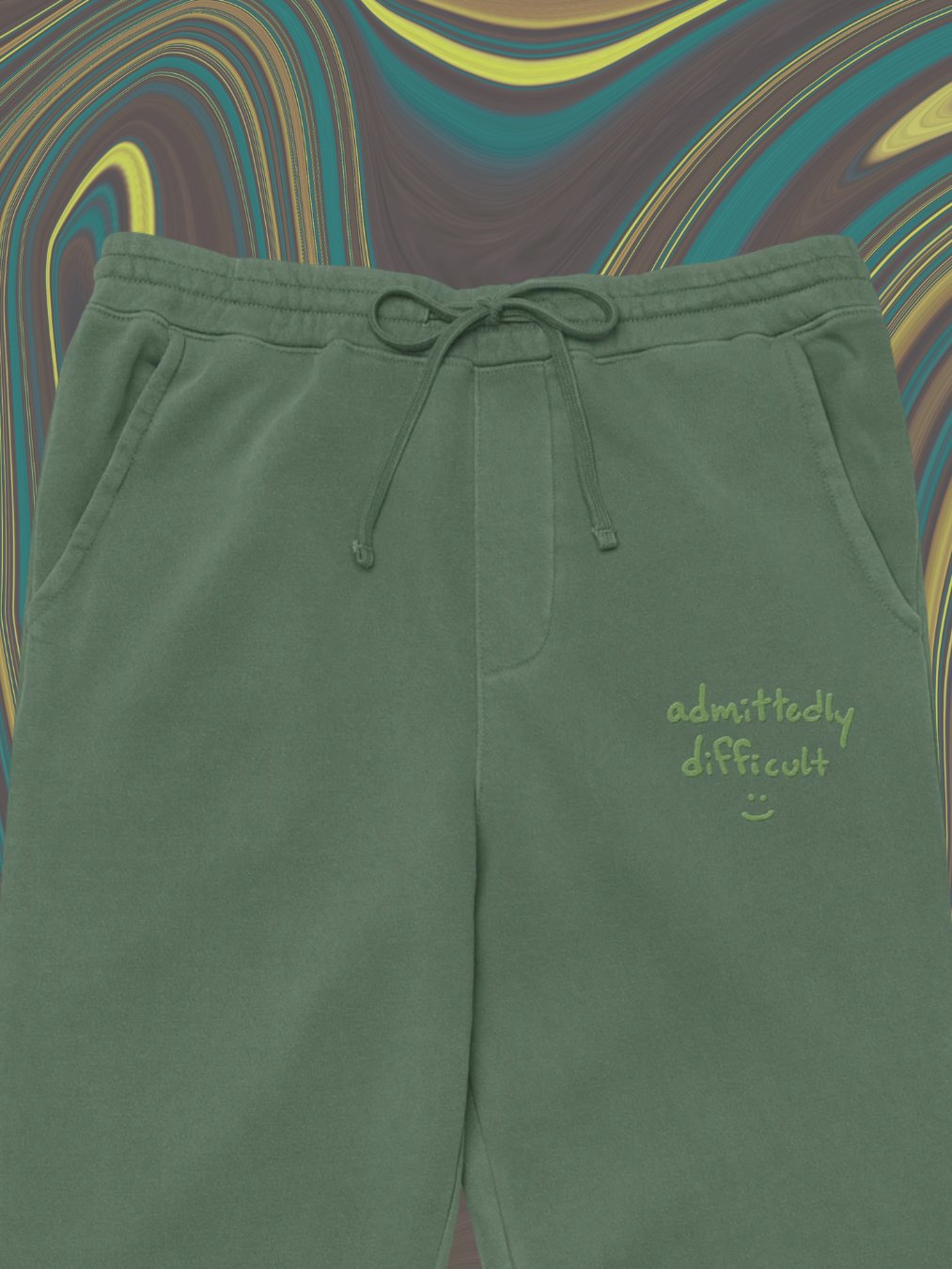 admittedly difficult (green thread) pigment dyed sweatpants product image (1)