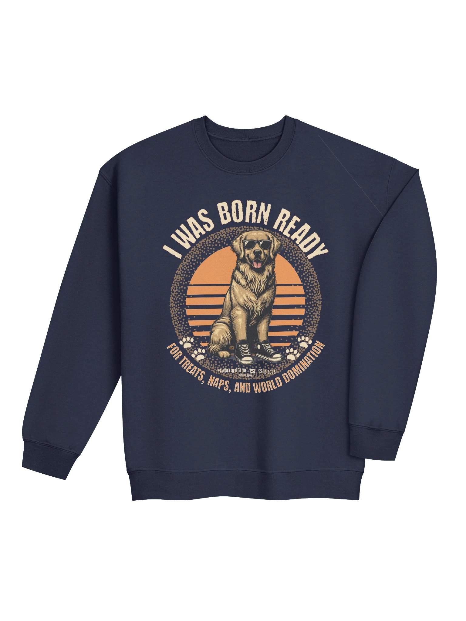 Cool Goldie Dog Retro Vibes Midweight PAWSETIQ Crewneck by EQALL® Originals_Orange / Brown product image (16)