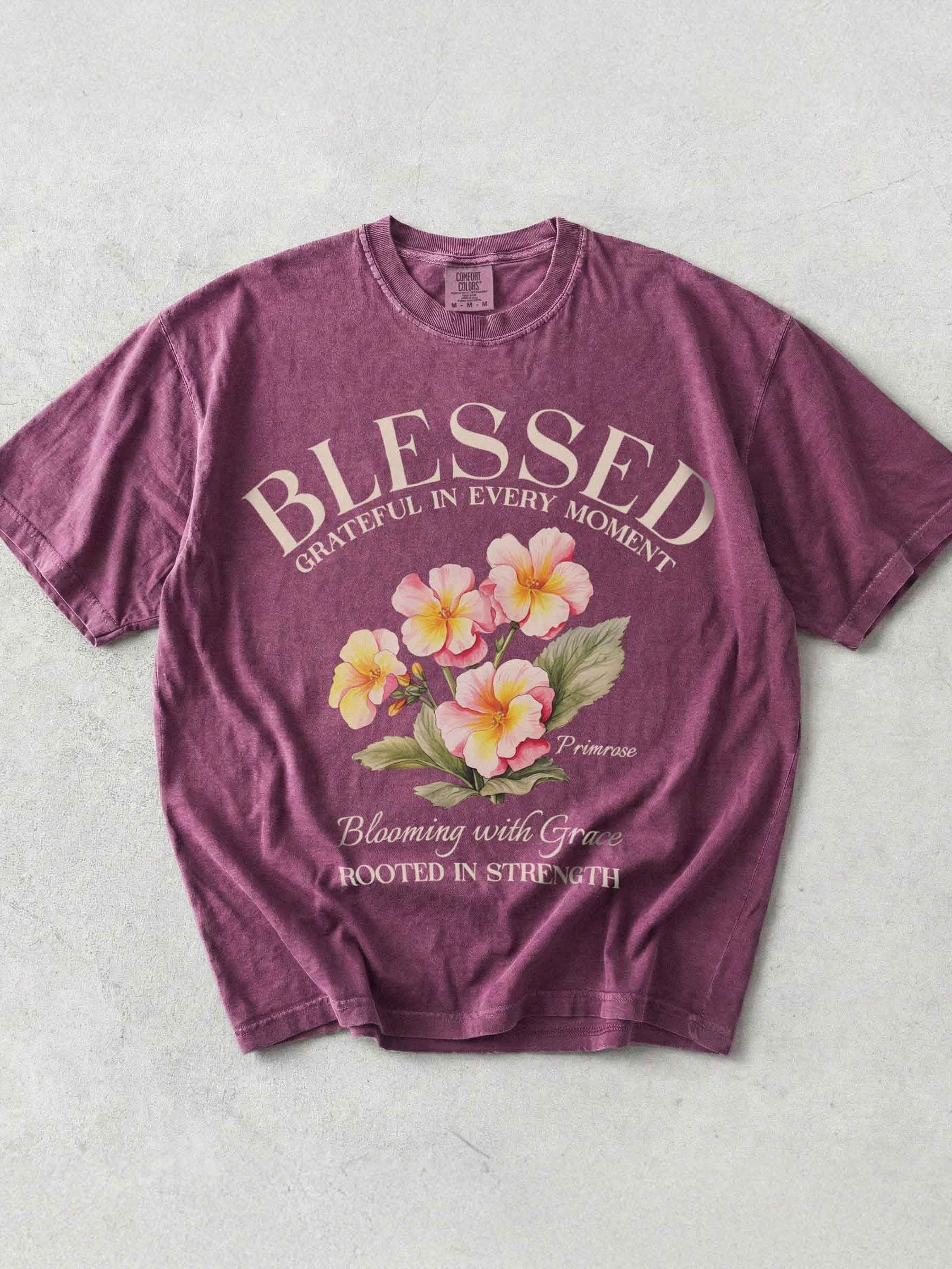 February Blessed Primrose Flower Shirt – Blooming with Grace, Rooted in Strength Graphic Tee product image (1)