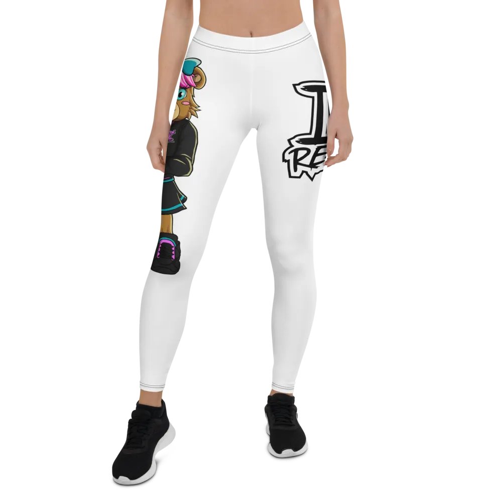 Standing Girl Bear White All-Over Print Leggings product image (2)