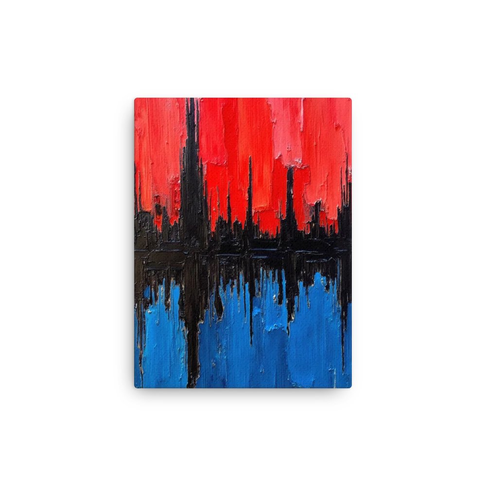 Retro Crimson Reflections – Abstract Retro City Skyline Wall Art product image (3)
