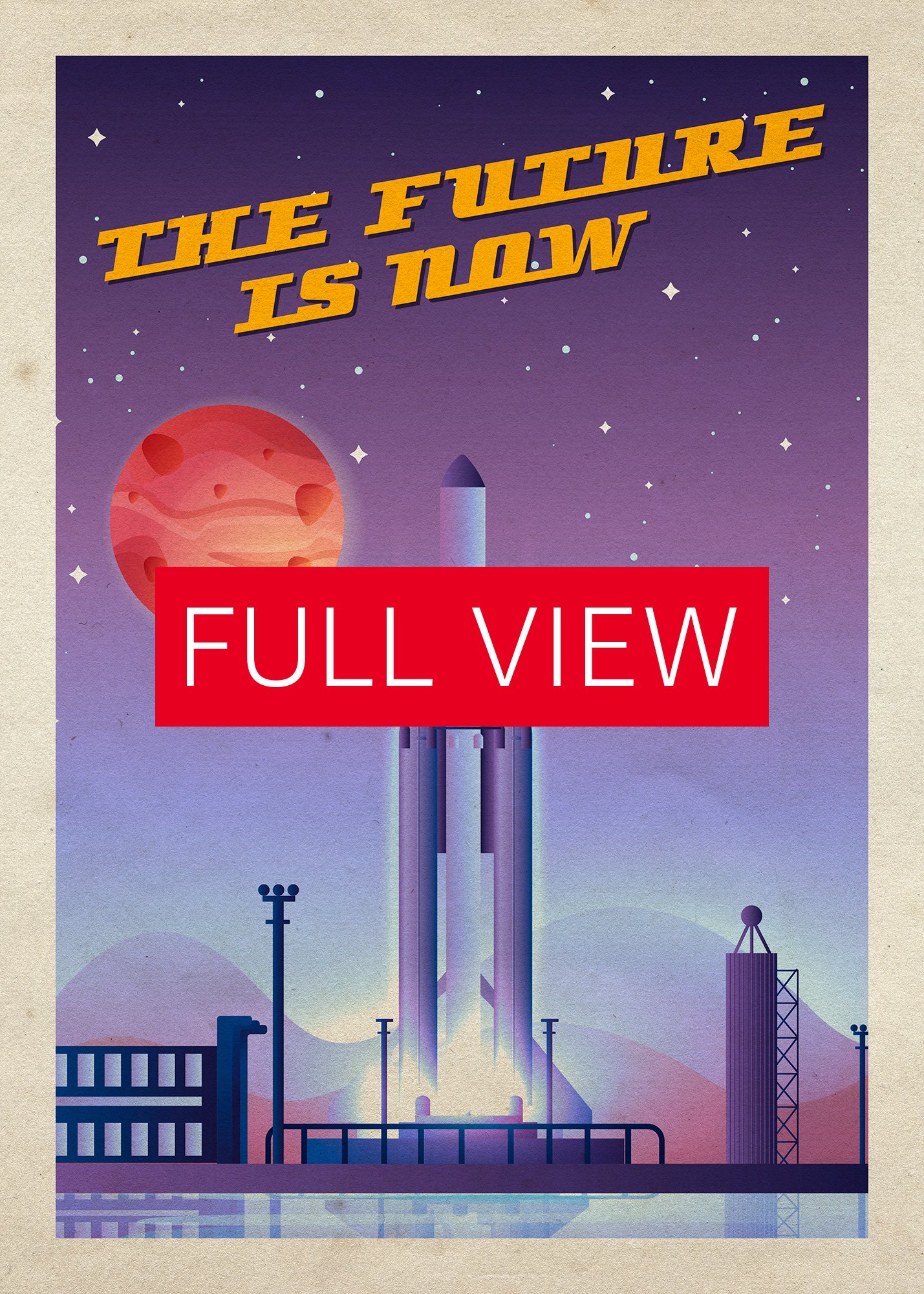 The Future is Now, SpaceX Falcon Heavy — Vintage space poster, retro space art, propaganda poster, retrofuturism art, retro sci-fi print product image (3)