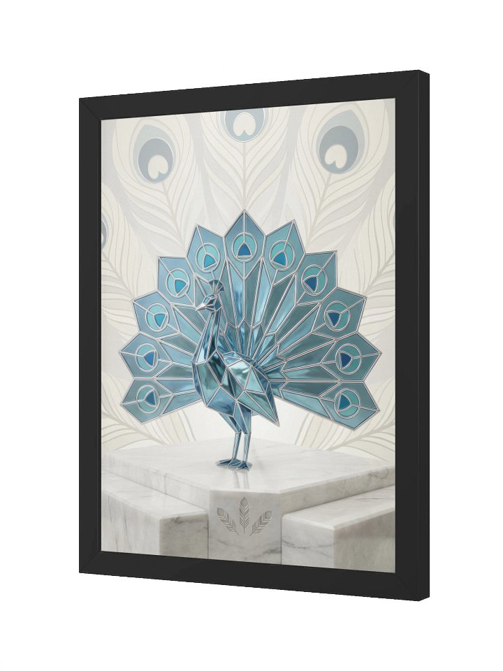 Elegant Geometric Peacock Framed Poster - Neo-Deco Luxury Wall Art product image (2)