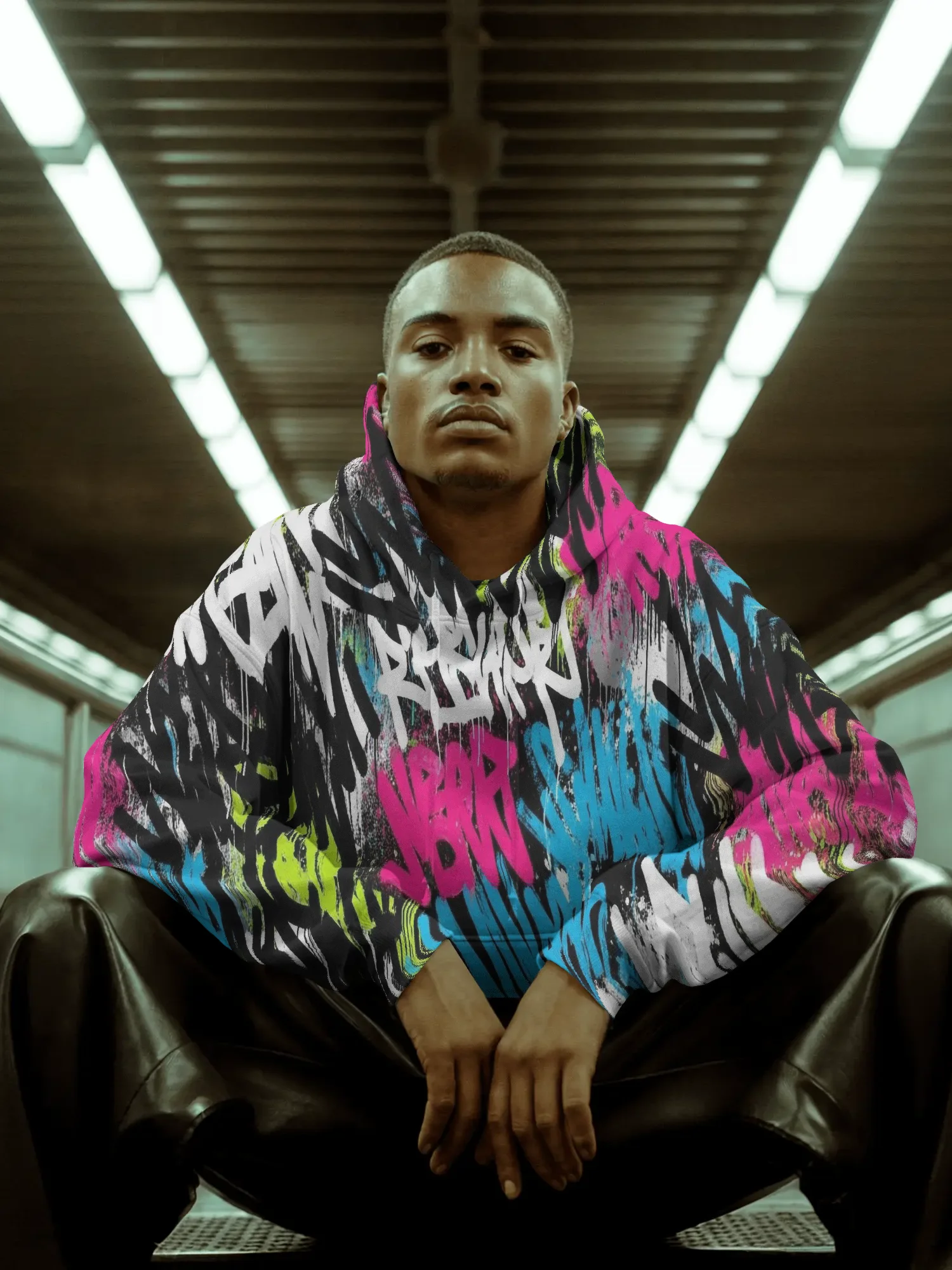 Color Clash Graffiti Hoodie product image (1)
