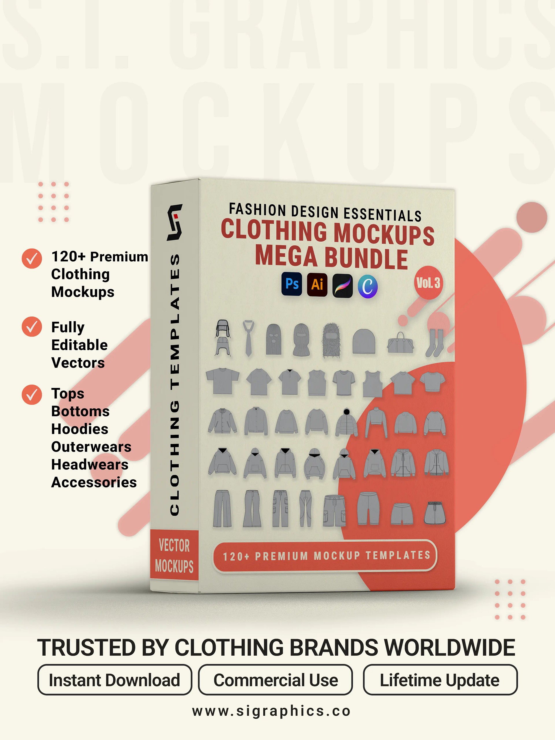 Clothing Mockups Mega Bundle – Vol. 3 (120+ Apparel Templates) product image (1)