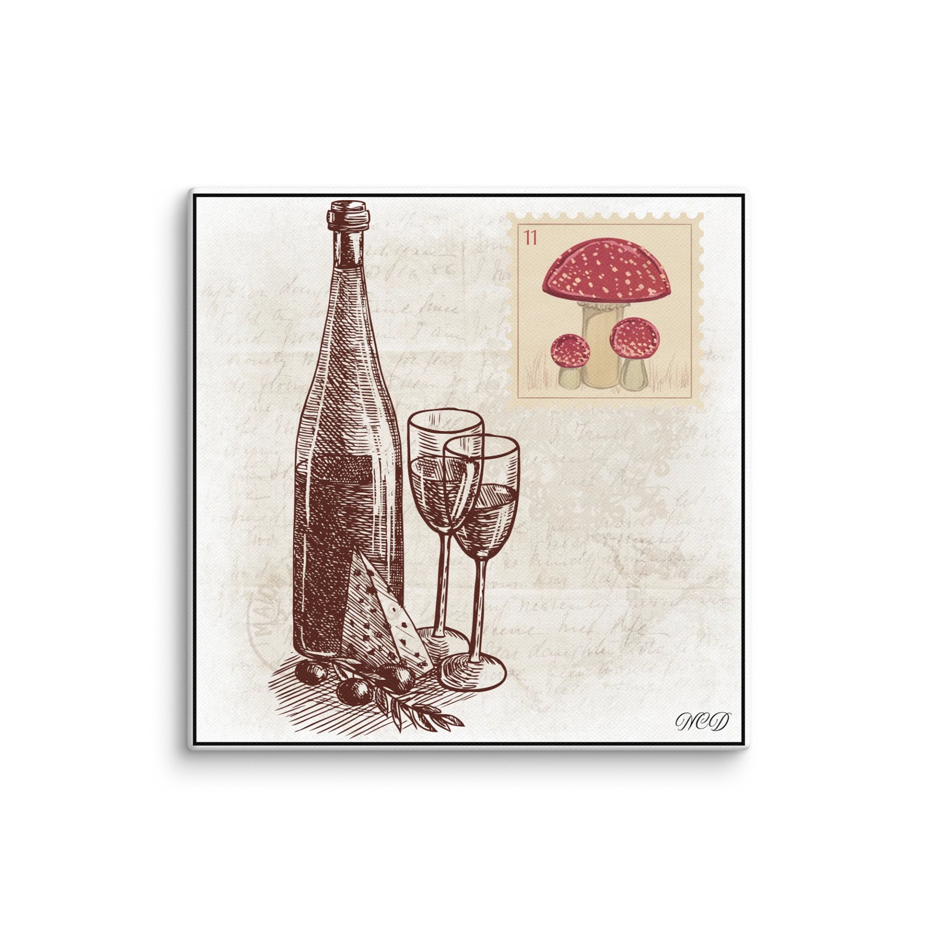 🍄 Enchanted Fungi Soirée – Mushroom Bloom Wine Time Canvas – Bon Appétit By NCD product image (1)