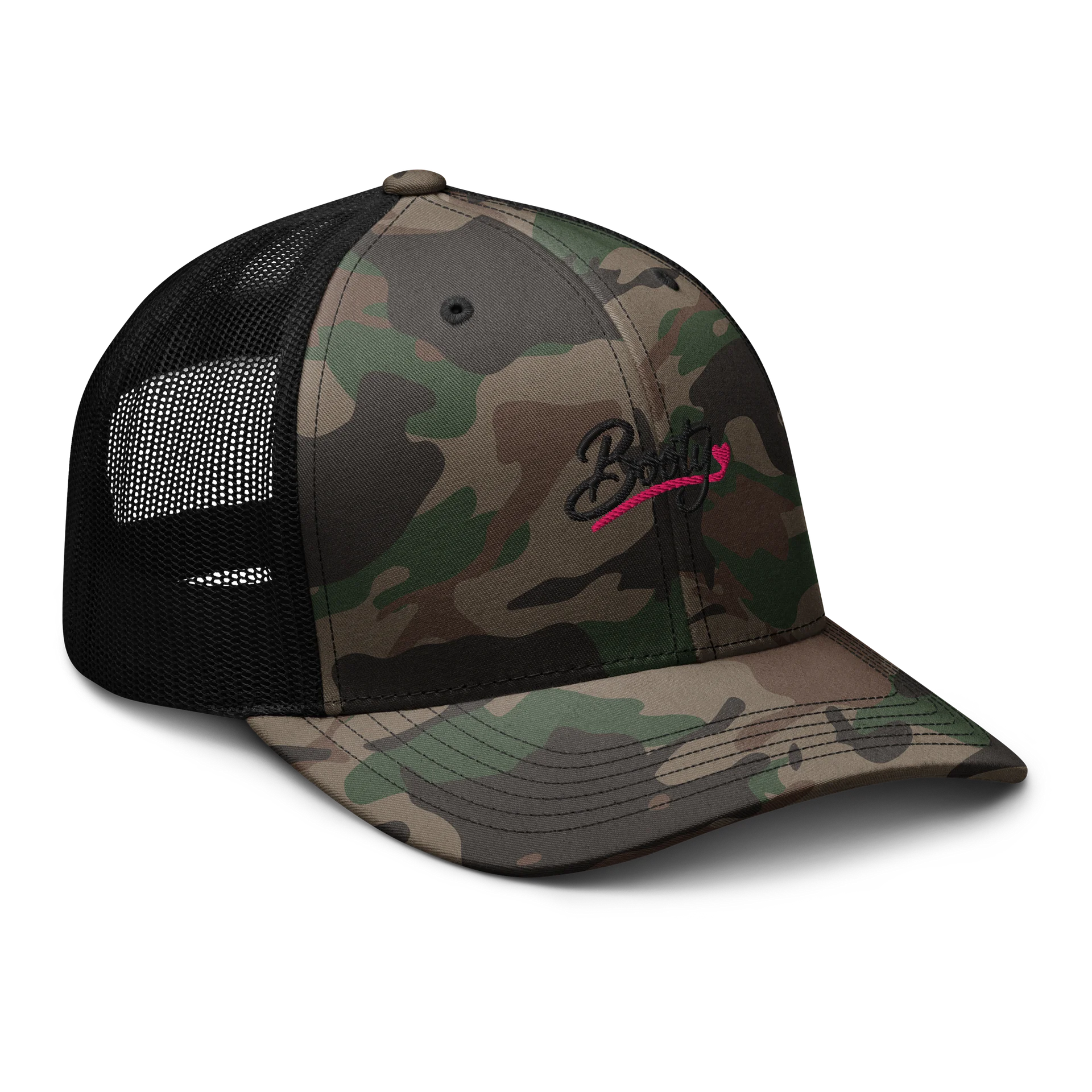Booty Demon Booty Script Women's Camo Embroidered Trucker Hat product image (8)