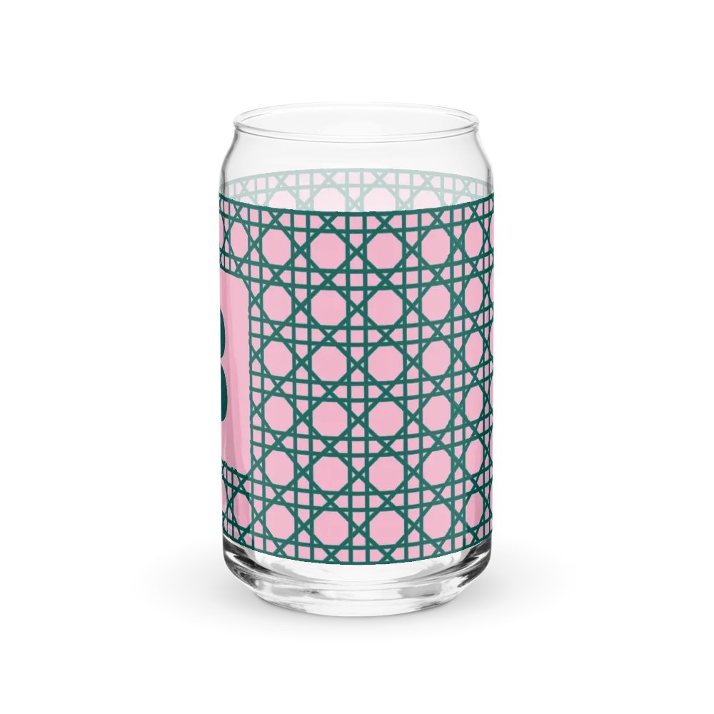 Cannage Green Pink Initial B Can-Shaped Glass product image (8)