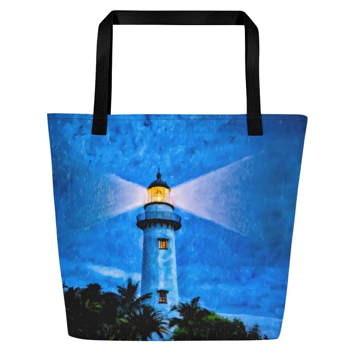 St Simons Island Lighthouse At Night – Georgia Tote Bag product image (1)