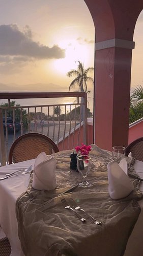 Dinner at The Terrace! This gorgeous open-air restaurant at @thebuccaneerstcroix has stunning ocean views, delicious food, an...