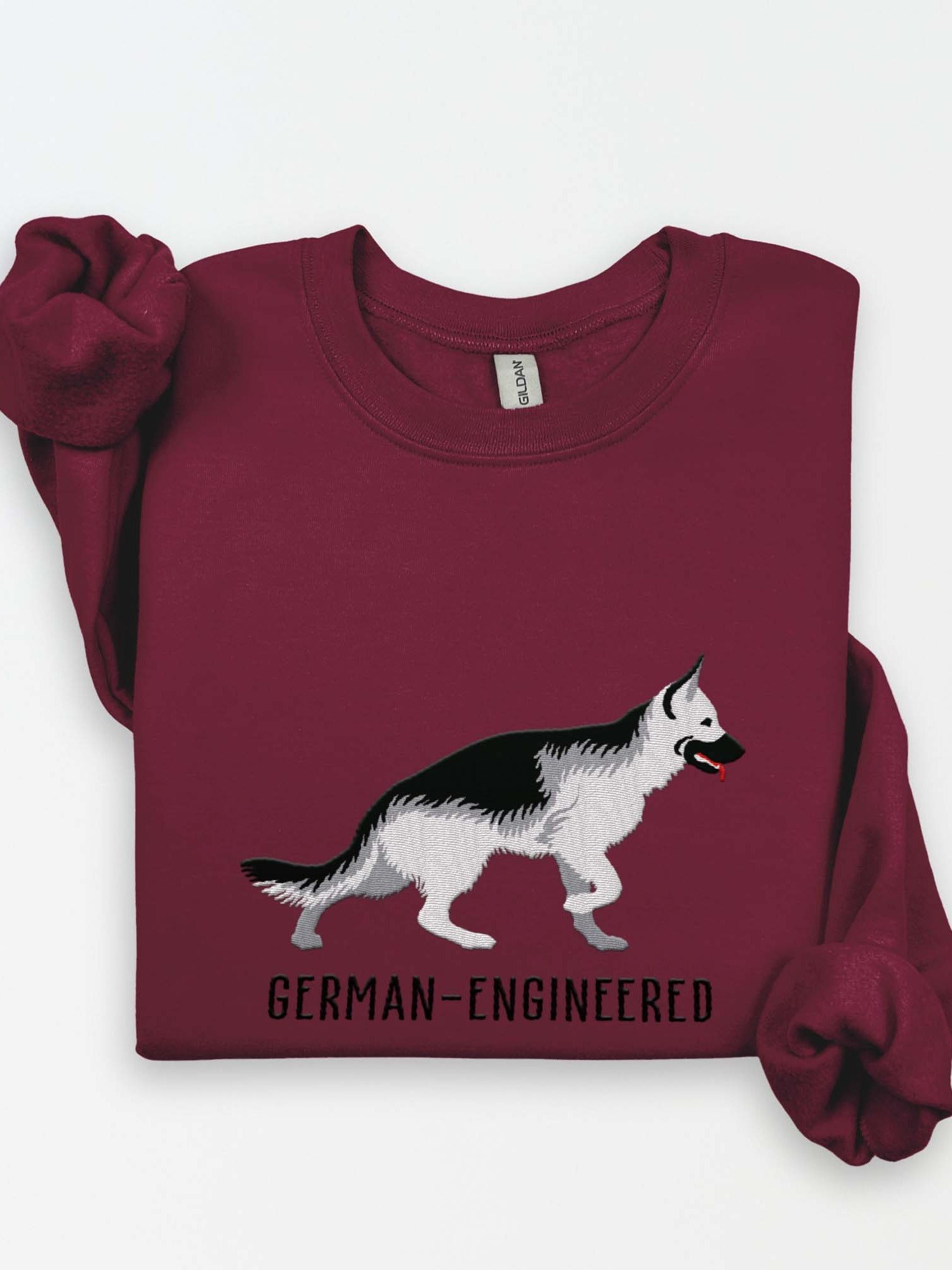 German-Engineered Sweatshirt (Embroidered) of a German Shepherd(Silver) product image (1)