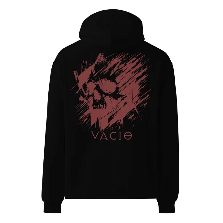 VACIO Abstract Scratch Skull Premium Relaxed Fit Hoodie (RED) product image (5)