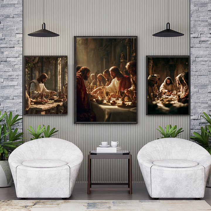 Last Supper Wall art Set| Modern Jesus Artwork |Digital Download | Christian Home Decor product image (1)