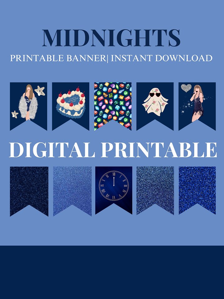 Printable Taylor MIDNIGHTS Banner | Digital Download Eras Party Decor | TS Eras Swifties Taylor Swift | midnights banner product image (1)
