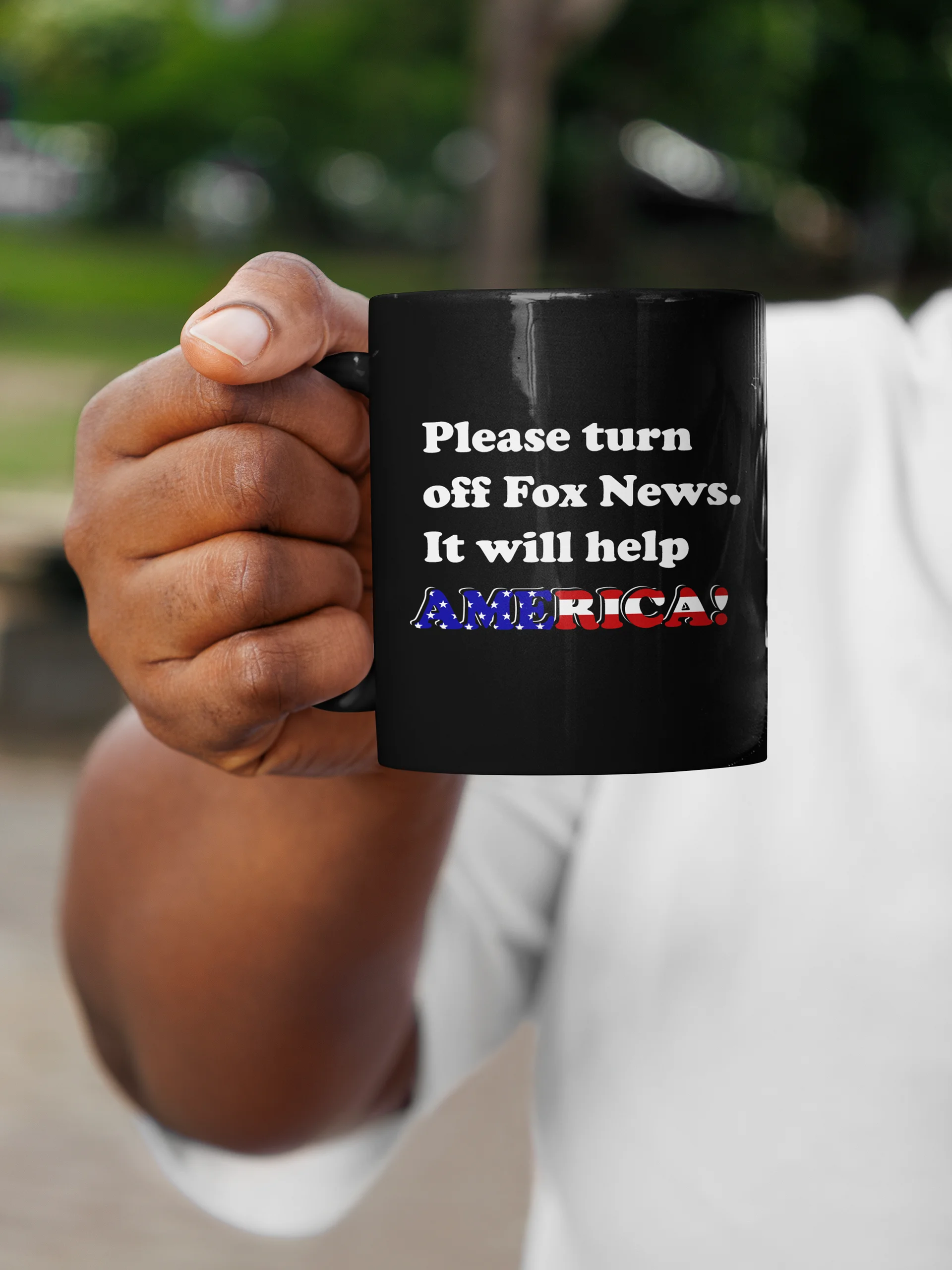 Please Turn Off Fox News Mug - Funny Anti-Fox News Black Coffee Cup product image (2)