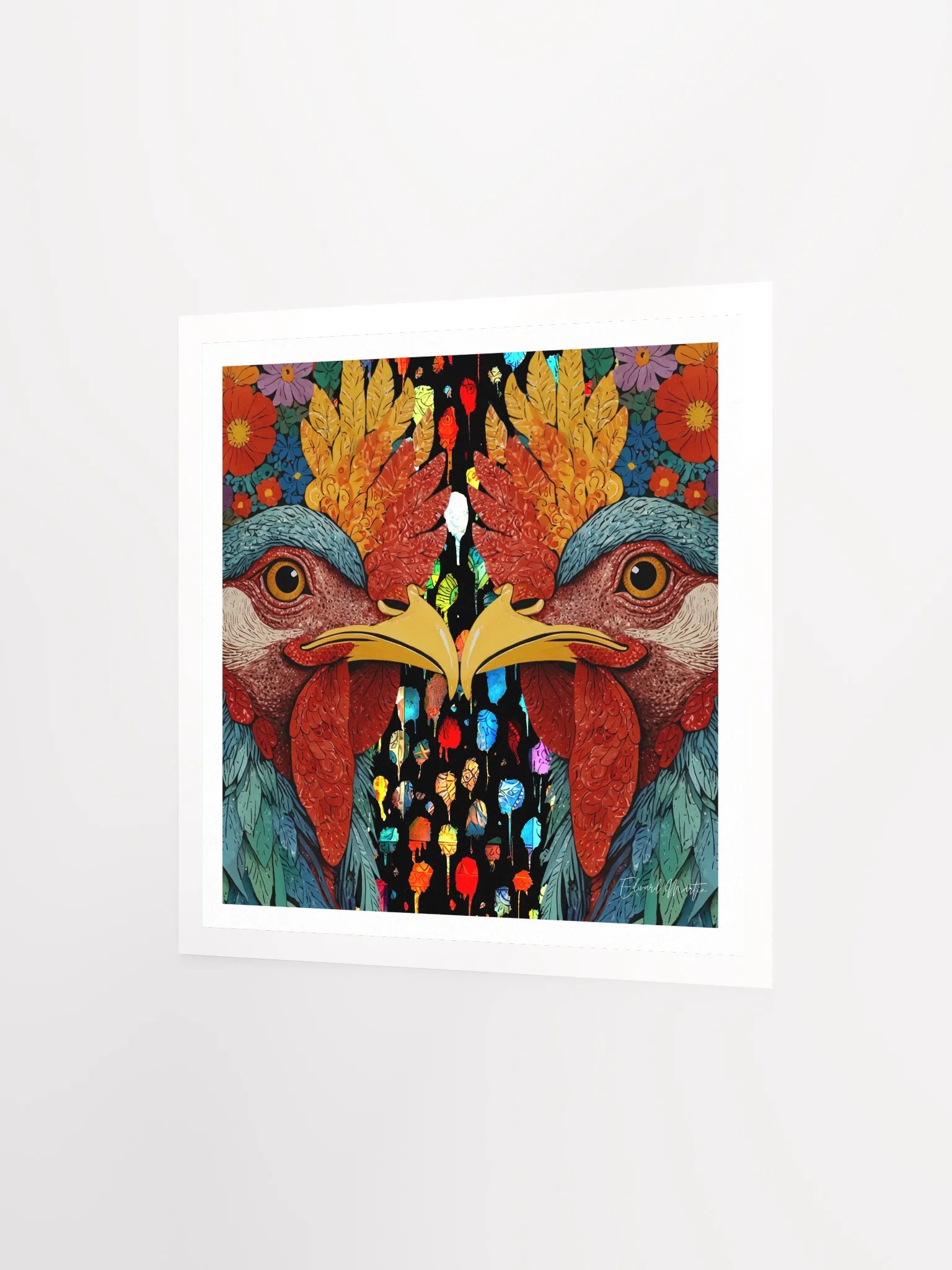 Symmetrical Rooster Heads Poster product image (3)