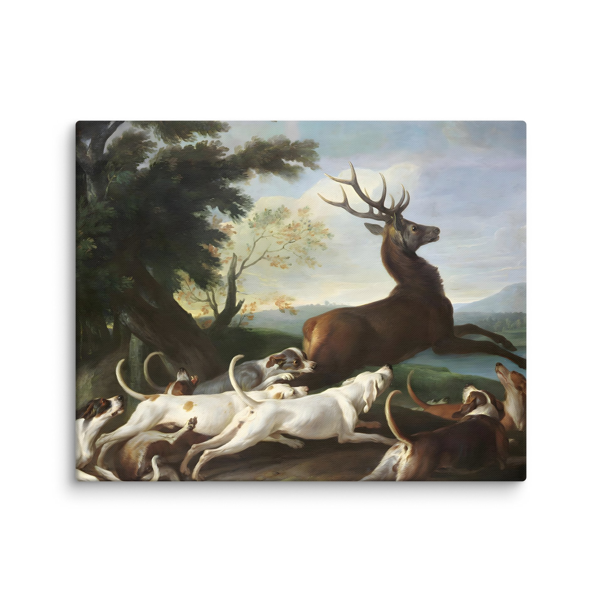 Antique Baroque Deer Hunting With Dogs Canvas Print product image (12)