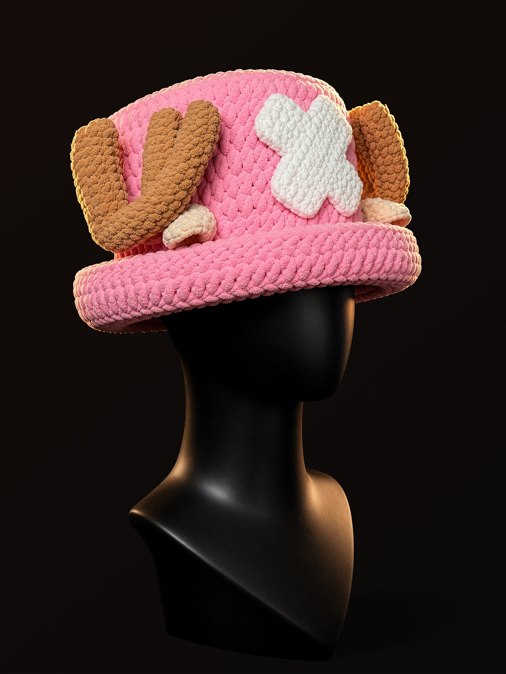 Crochet Plush Hat, Reindeer Doctor Pirate Inspired Beanie product image (4)