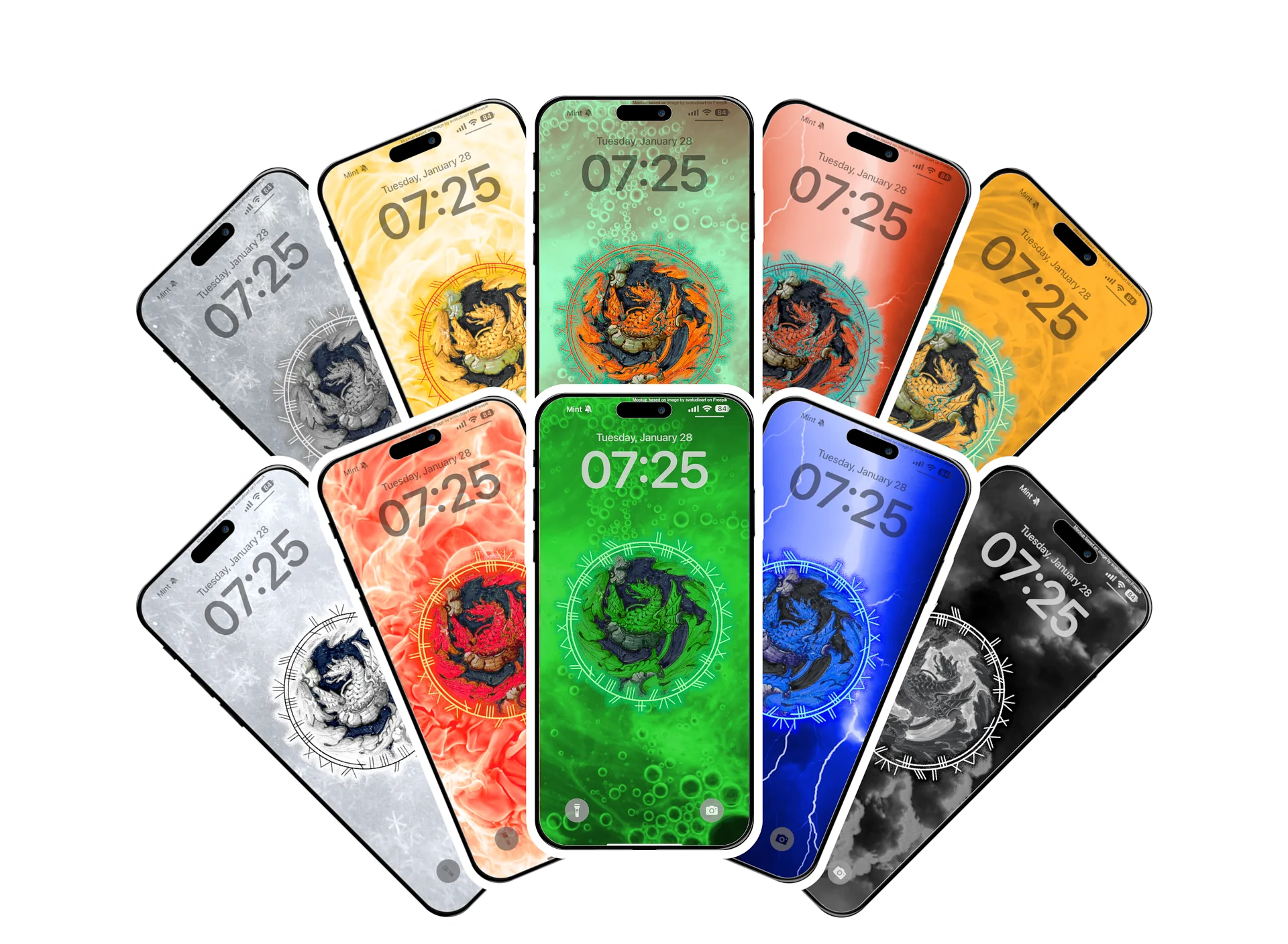 Chromatic and Metallic Dragons Phone Wallpaper Pack product image (1)
