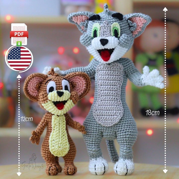 Crochet Patterns Combo: Tom and Jerry Amigurumi (Set of 2 Patterns) product image (1)