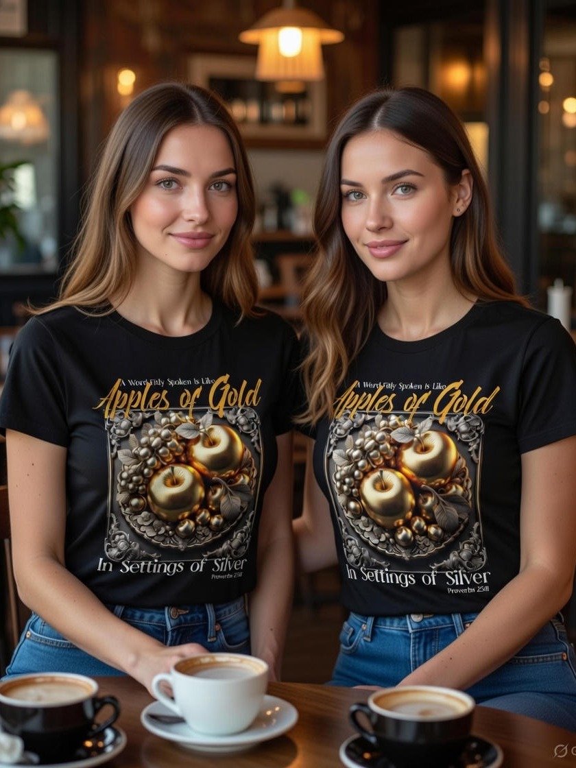 Apples of Gold T-Shirt, Settings of Silver Tee, Ladies Bible Verse Proverbs Faith Shirt product image (2)