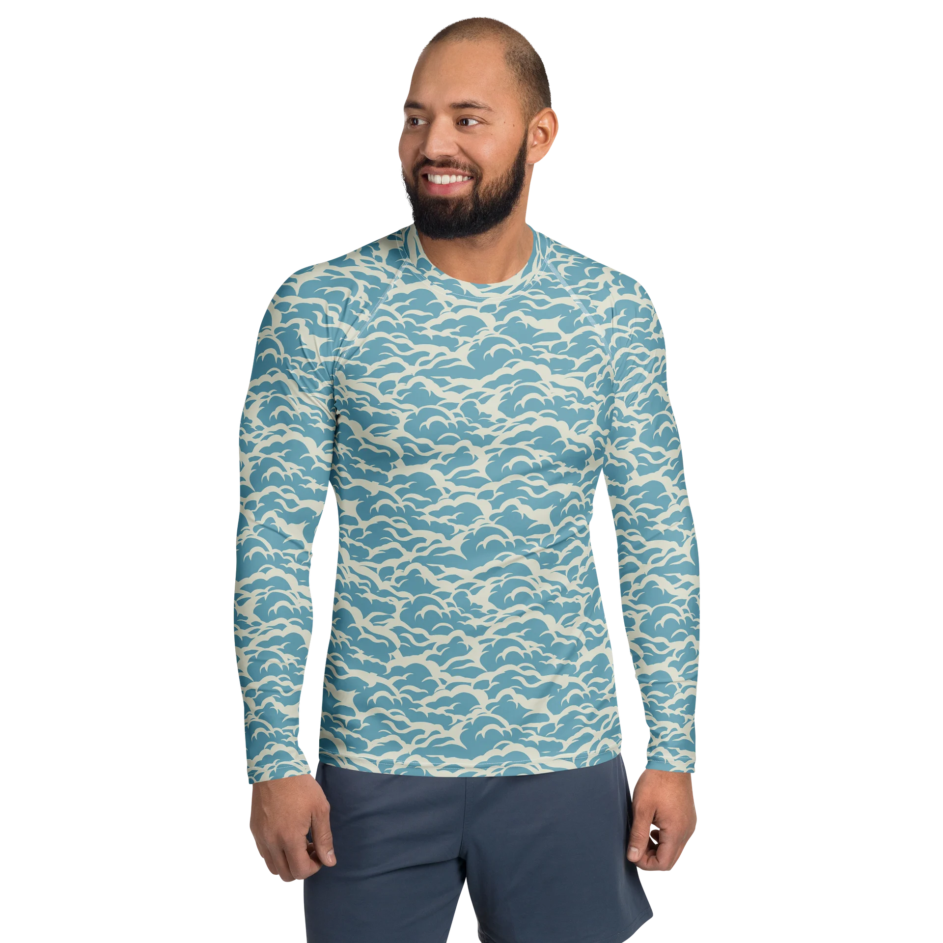 Nautical Ocean Waves Design Men's Rash Guard product image (1)