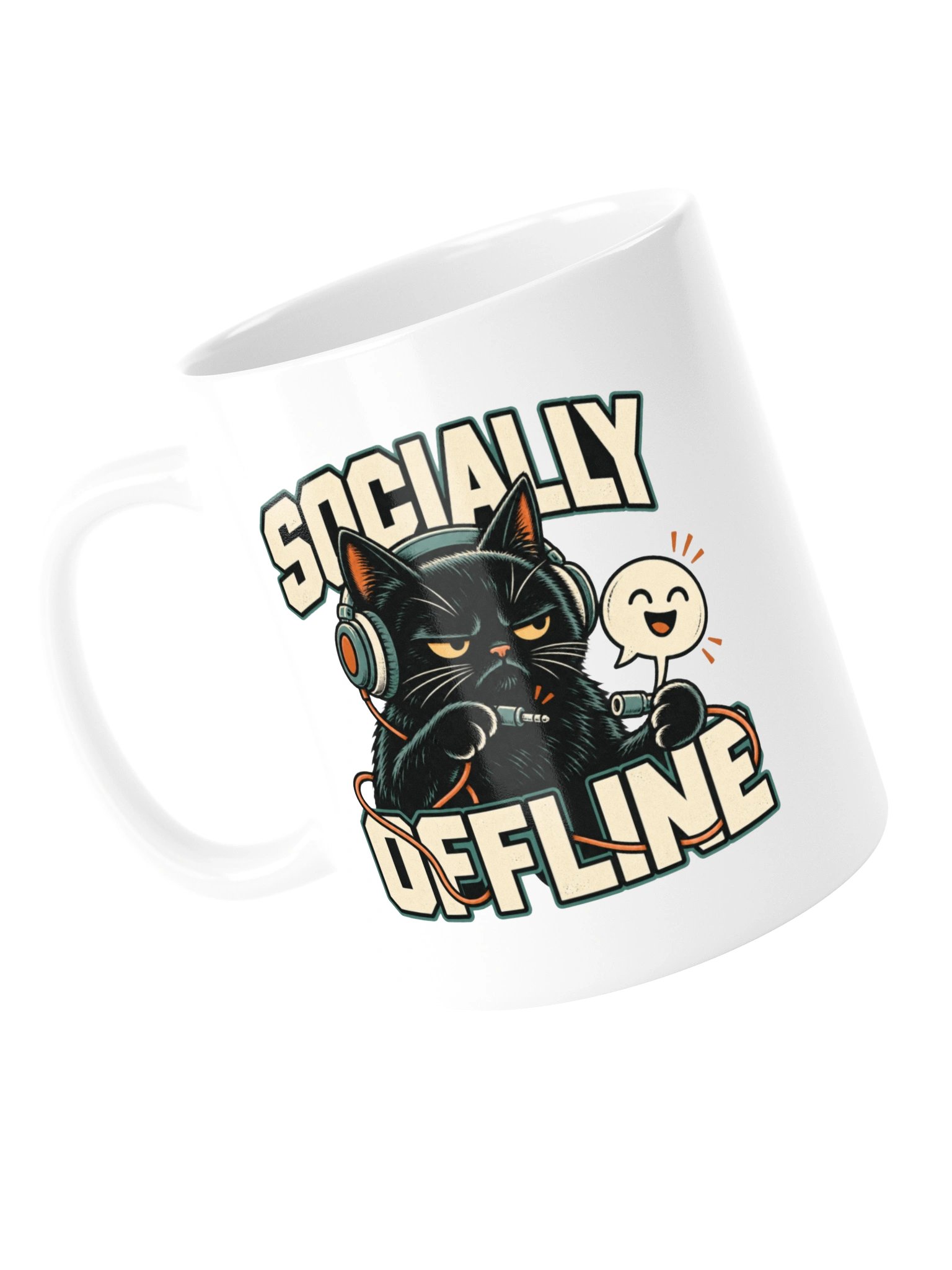 Socially Offline Headphones Cat Coffee Mug product image (14)