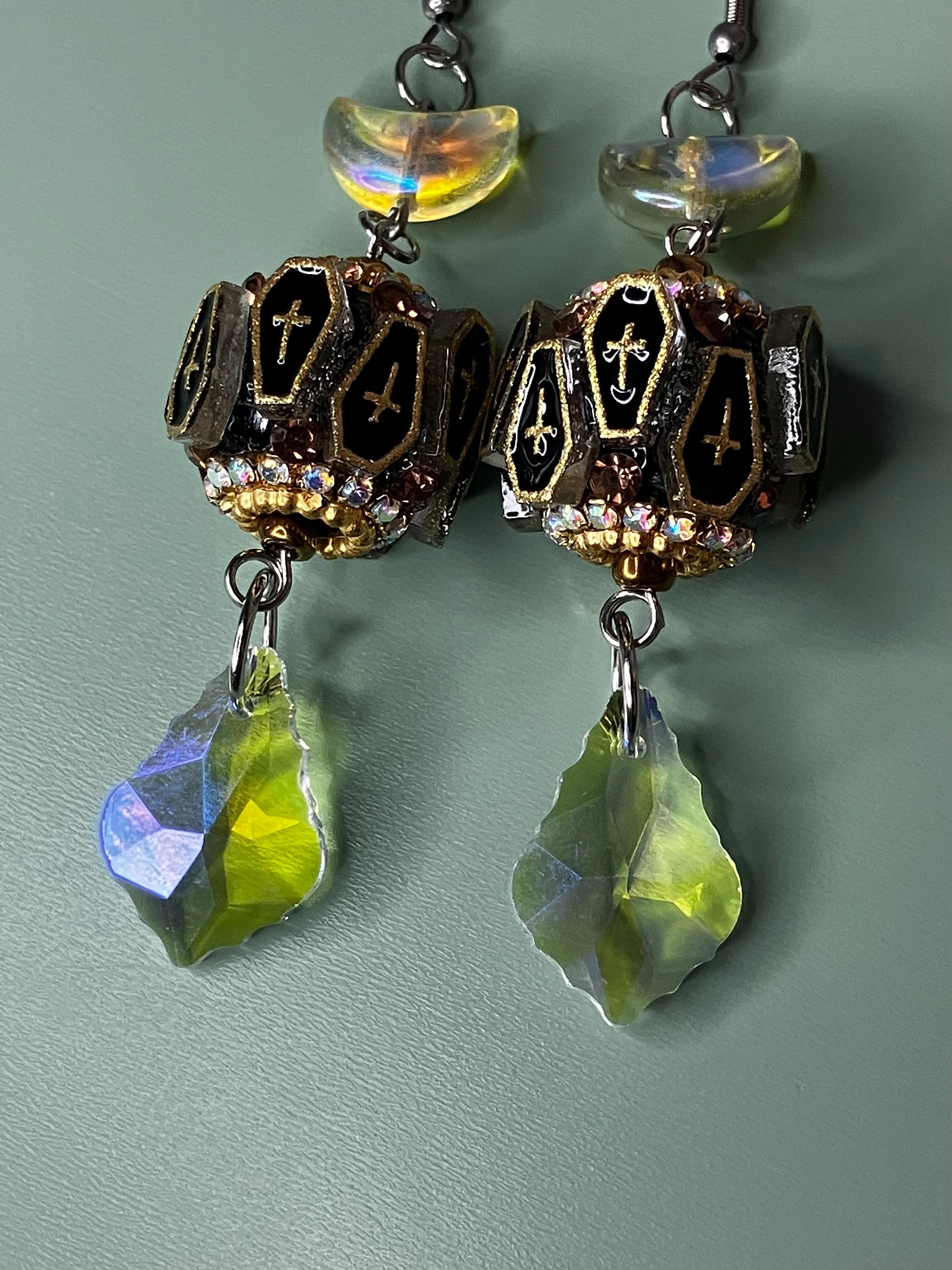 Whimsigoth Coffin Prism Hook Earrings Handmade product image (3)