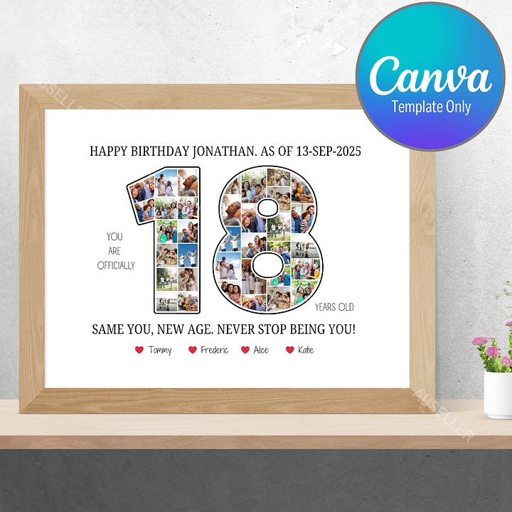 18th Birthday Photo Collage Poster - Canva Template product image (1)
