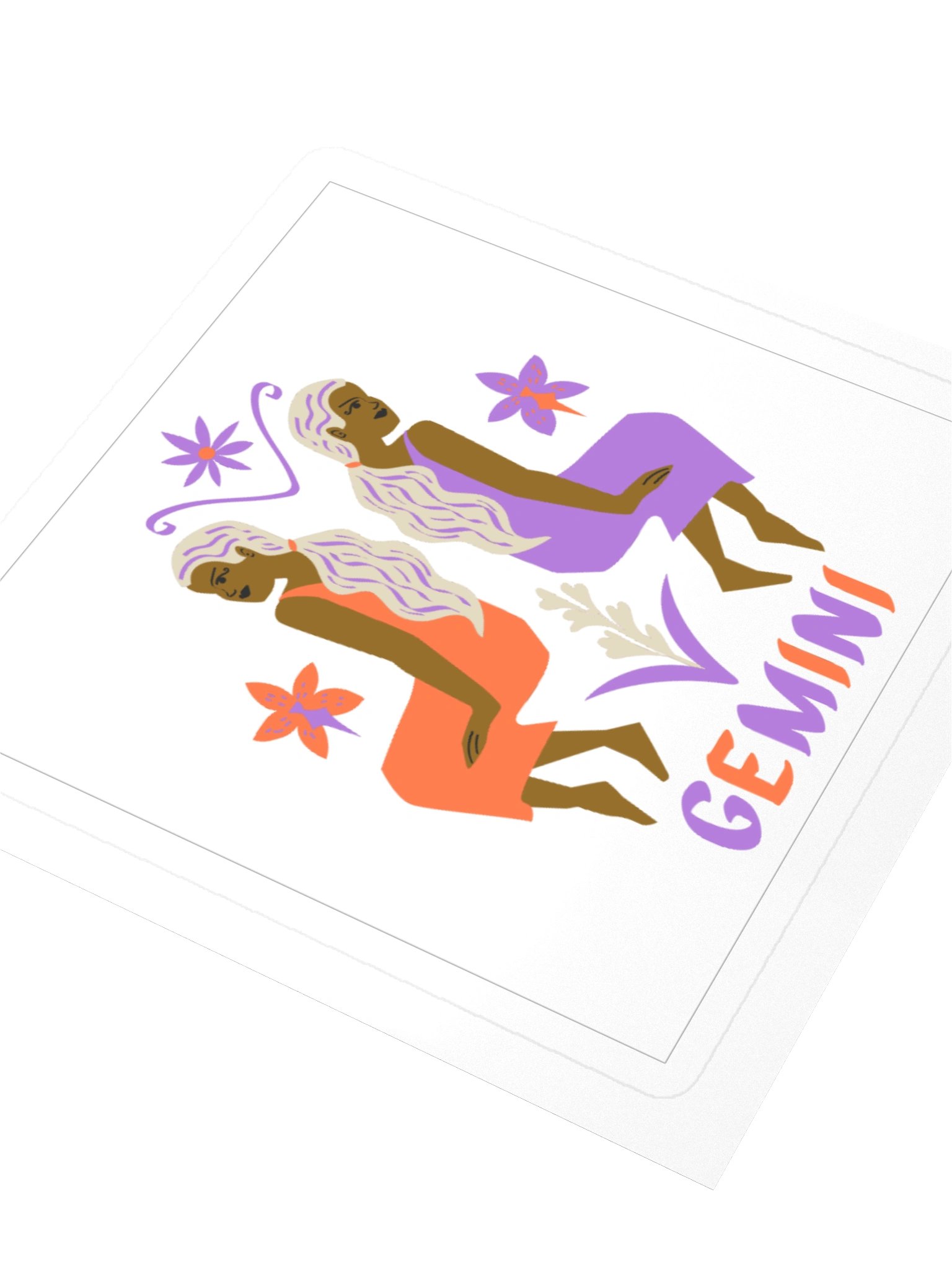 Gemini Zodiac Sticker — Seated Twin Figures Design product image (3)
