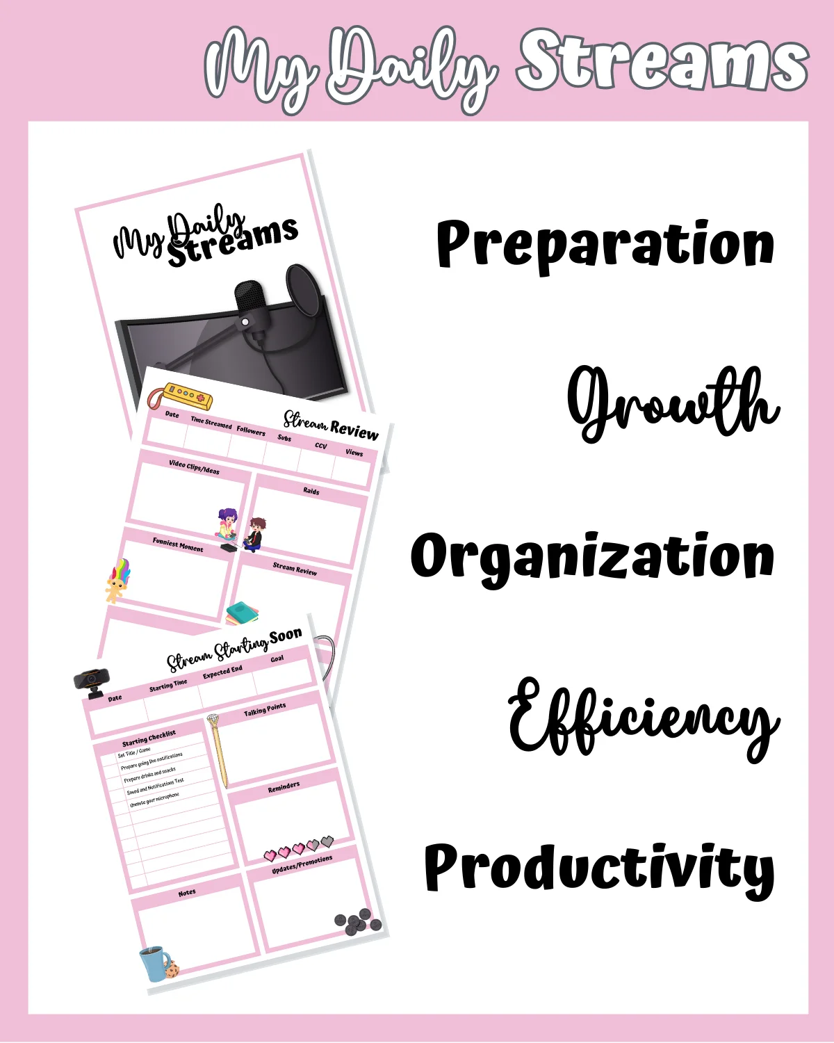 My Daily Stream Planner - Pink Edition | Cute & Functional Digital Download for Streamers product image (4)