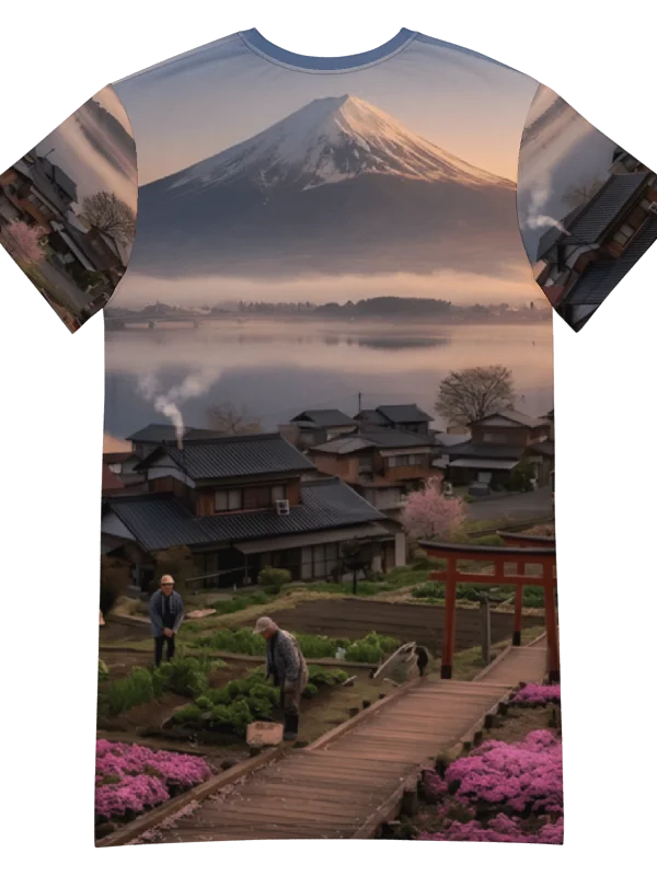 Mount Fuji T-Shirt Dress | Oversized Casual Graphic Dress product image (2)