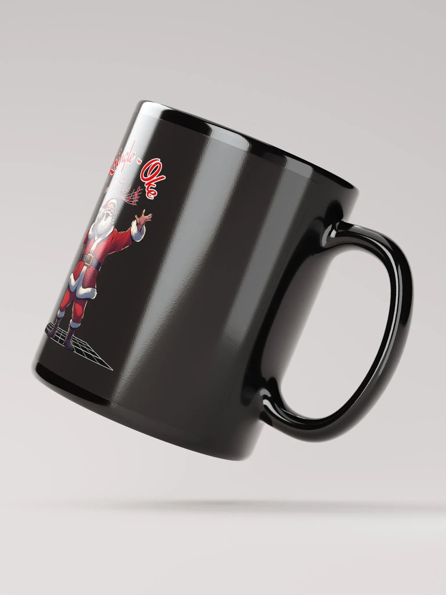 Kringle - Oke, Karaoke Singing Santa - Christmas Black Mug product image (3)