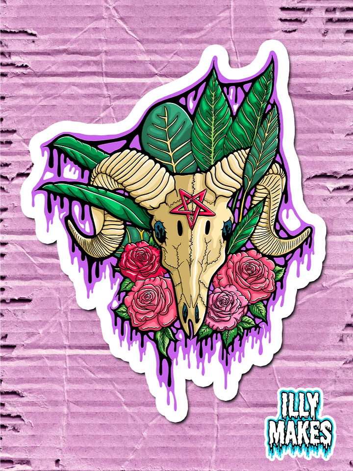 Drippy Baphomet Skull Sticker product image (1)