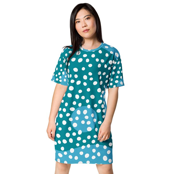 Teal Polka Dot T-Shirt Dress - Oversized & Stretchy product image (1)