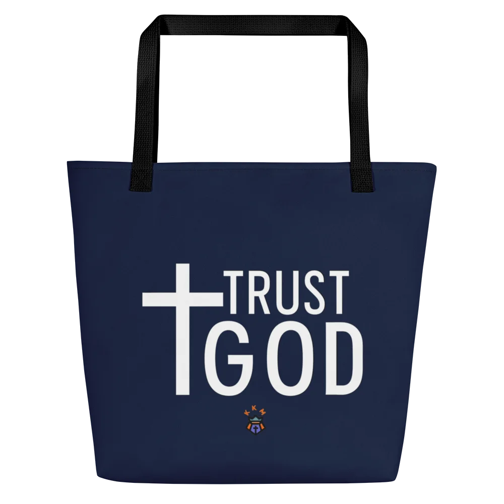 Trust God Tote Bag with Pocket - Blue product image (3)