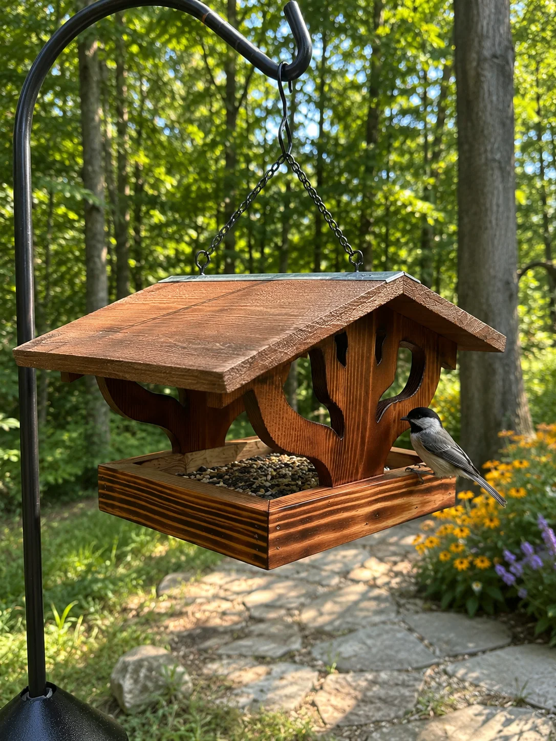 Handcrafted Covered Bird Feeder with Tree Cutout product image (1)