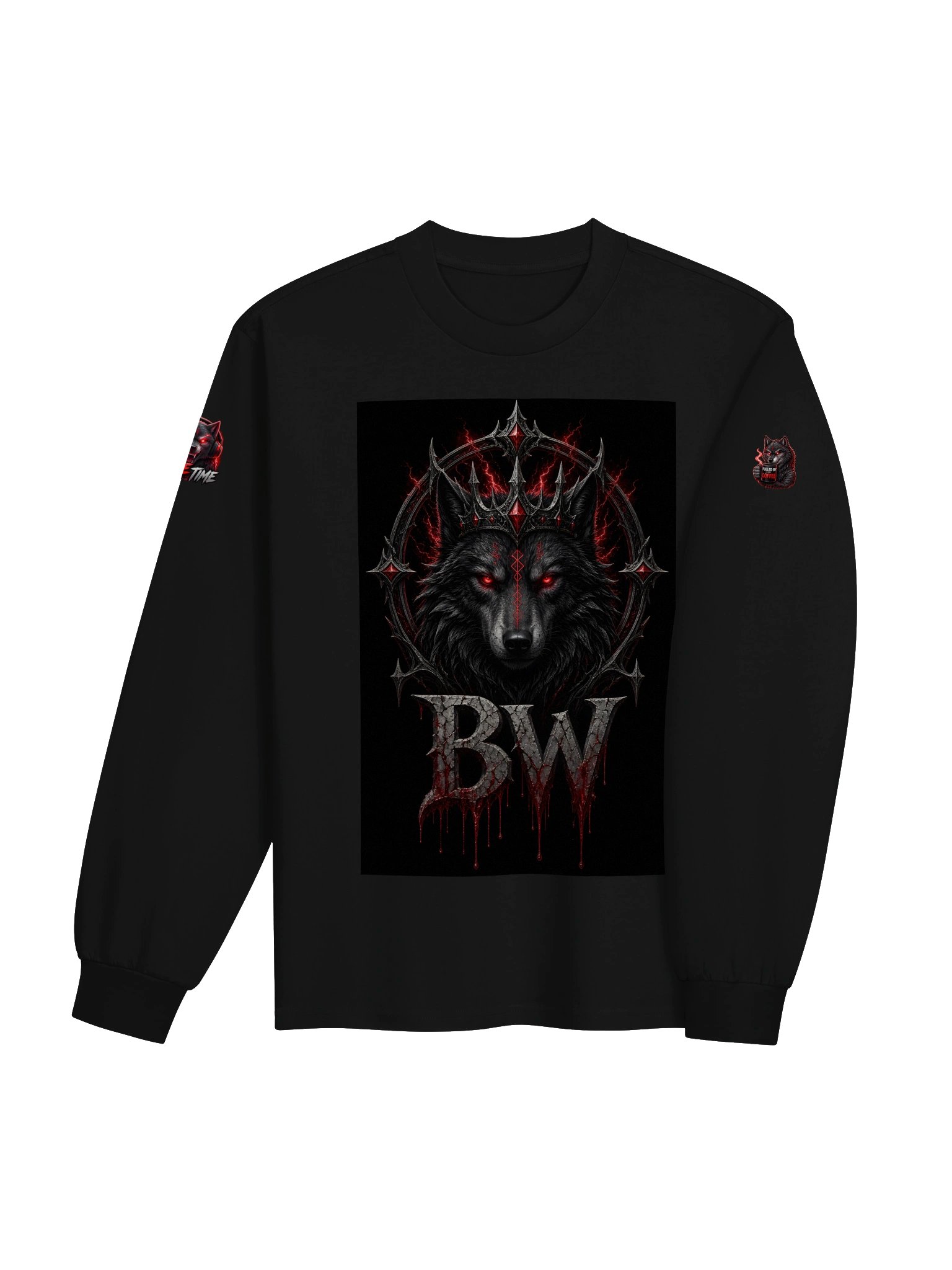 Gothic Wolf Crown BW Long Sleeve product image (19)